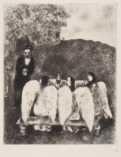 Marc Chagall - Abraham bewirtet die drei Engel (Abraham recevant les trois anges)