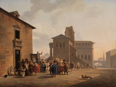 Nicolas Antoine Taunay - Gemäldeauktion auf einem italienischen Platz