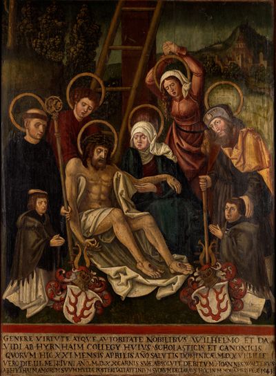 Schwäbischer Meister - Beweinung Christi mit zwei knienden Domherrn der Familie Hyrnheim