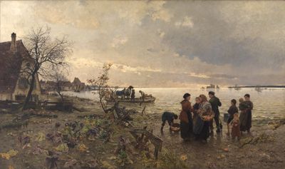 Friedrich Kallmorgen - Rheinüberschwemmung bei Karlsruhe im Jahre 1887