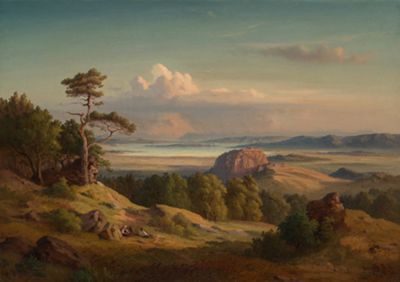 Bernhard Fries (zugeschrieben) - Landschaft mit Blick auf Hohentwiel und Bodensee