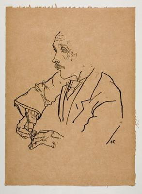 Oskar Kokoschka - Adolf Loos (Menschenköpfe, Blatt 1)