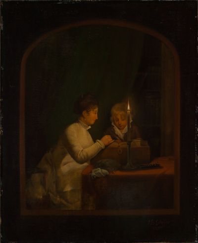 Johan Bernard Scheffer - Schreibunterricht bei Kerzenschein