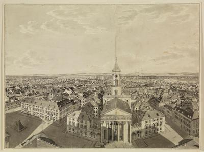 Franz Schmid (1796) - Panorama von Karlsruhe: Ansicht nach Osten