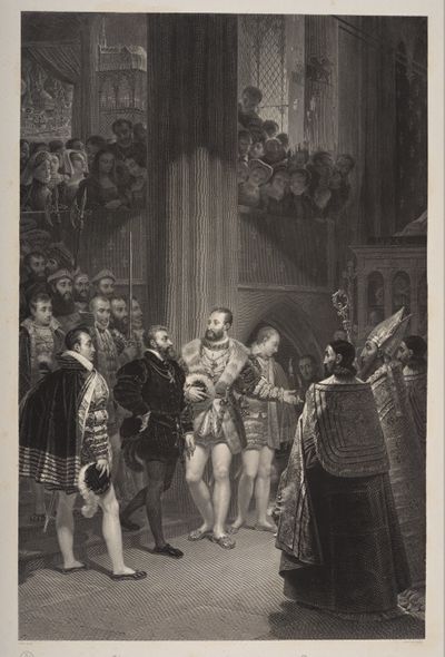 François Forster - Karl V. und Franz I. im Begriff, die Gräber der franz. Könige in der Kathedrale von St. Denis zu besichtigen