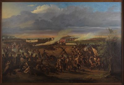 Feodor Dietz - Die badische Leibgrenadiergarde erstürmt die Barriere von Pantin in der Schlacht vor Paris am 30. März 1814