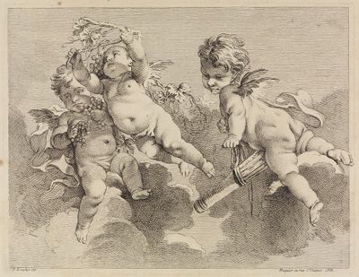Pierre-Alexandre Aveline - Drei Putten mit Köcher und Trauben