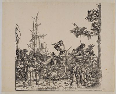 Albrecht Altdorfer (und Werkstatt) - Tross des Zuges, mit Trompetenbläser (Triumph Kaiser Maximilians I.)