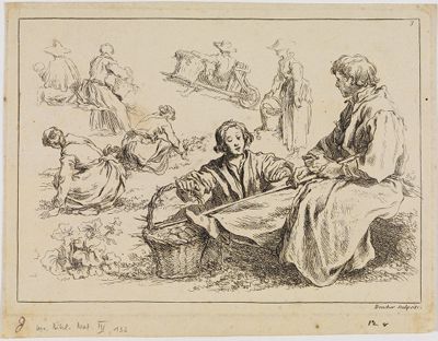 François Boucher - Figurenstudien (Studienbuch nach A. Bloemaert)