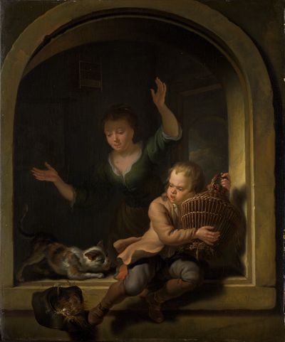 Louis de Moni - Die Rettung des Vogels vor der Katze