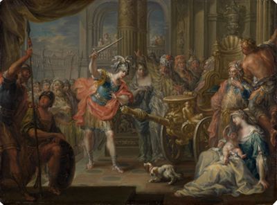 Johann Georg Platzer - Alexander der Große zerhaut den gordischen Knoten