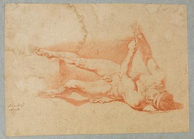 Georg Philipp Rugendas (1666) - Männlicher Akt, liegend nach vorn gewendet