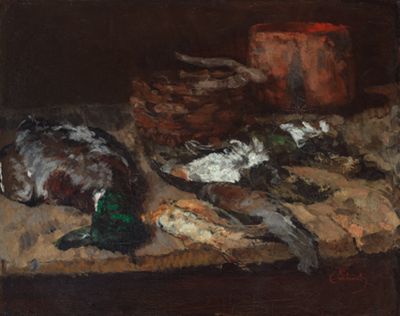 Carl Schuch (1846) - Stilleben mit toten Enten