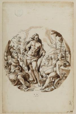 Lorenz Lingg - Entwurf für ein Mittelbild im Rund mit Herkules am Scheideweg
