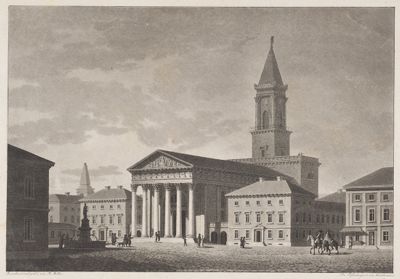 Georg Moller - Ansicht der neuen Stadtkirche in Karlsruhe
