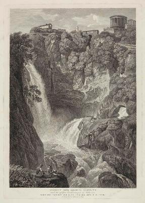 Friedrich Wilhelm Gmelin - Tivoli, die Grotte des Neptun mit den Tempeln der Veste und der Sibylle