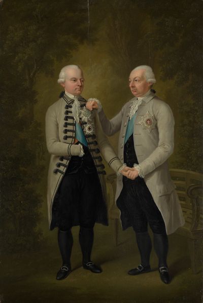 Heinrich Freudweiler - Markgraf Carl Friedrich von Baden und Erbprinz Carl Ludwig in Trauer über den Tod Caroline Luises