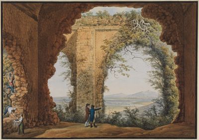 Louis Ducros - Blick aus der Villa des Maecenas auf Monte Cavo und Rocca di Papa
