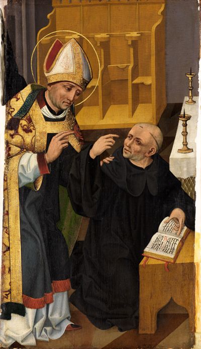 Wolfgang Katzheimer (1478) - Der Heilige Wolfgang fordert die strenge Einhaltung der Regula Benedicti