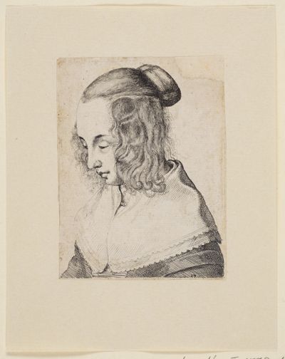 Wenzel Hollar - Weiblicher Kopf, nach links herabblickend (Hollars Frau)