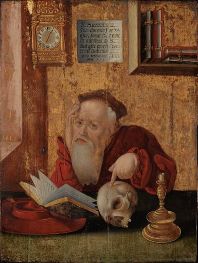Quentin Massys - Nachfolger - Der Heilige Hieronymus mit Buch und Totenschädel