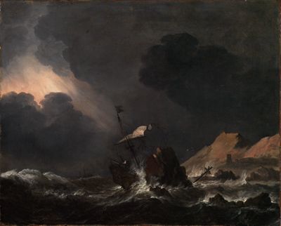 Jan Theunisz. Blanckerhoff - Seesturm mit strandendem Schiff