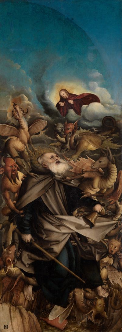 Martin Schaffner - Die Versuchung des hl. Antonius durch Dämonen, Salemer Altar Tafel 2