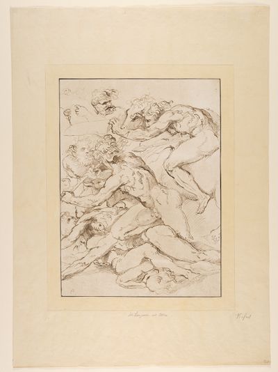 Johann Gottlieb Prestel - Kampfszene: Studie zu Raffaels Landung der Sarazenen