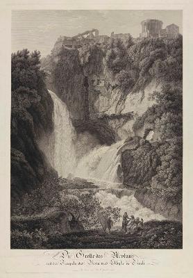 Friedrich Wilhelm Gmelin - Tivoli, die Grotte des Neptun mit den Tempeln der Vesta und der Sibylle
