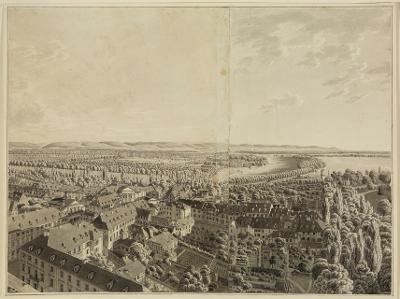 Franz Schmid (1796) - Panorama von Karlsruhe: Ansicht nach Süden