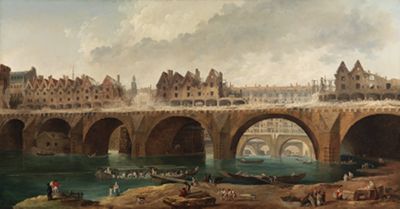 Hubert Robert - Der Abbruch der Häuser auf der Notre-Dame-Brücke in Paris