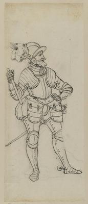 Bartholomäus Lingg (Werkstatt) - Hauptmann im Vollharnisch mit Sturmhaube und Kommandostab