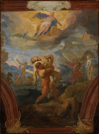 Johann Michael Rottmayr - Herkules und Antäus, am Himmel Juno auf ihrem Wagen