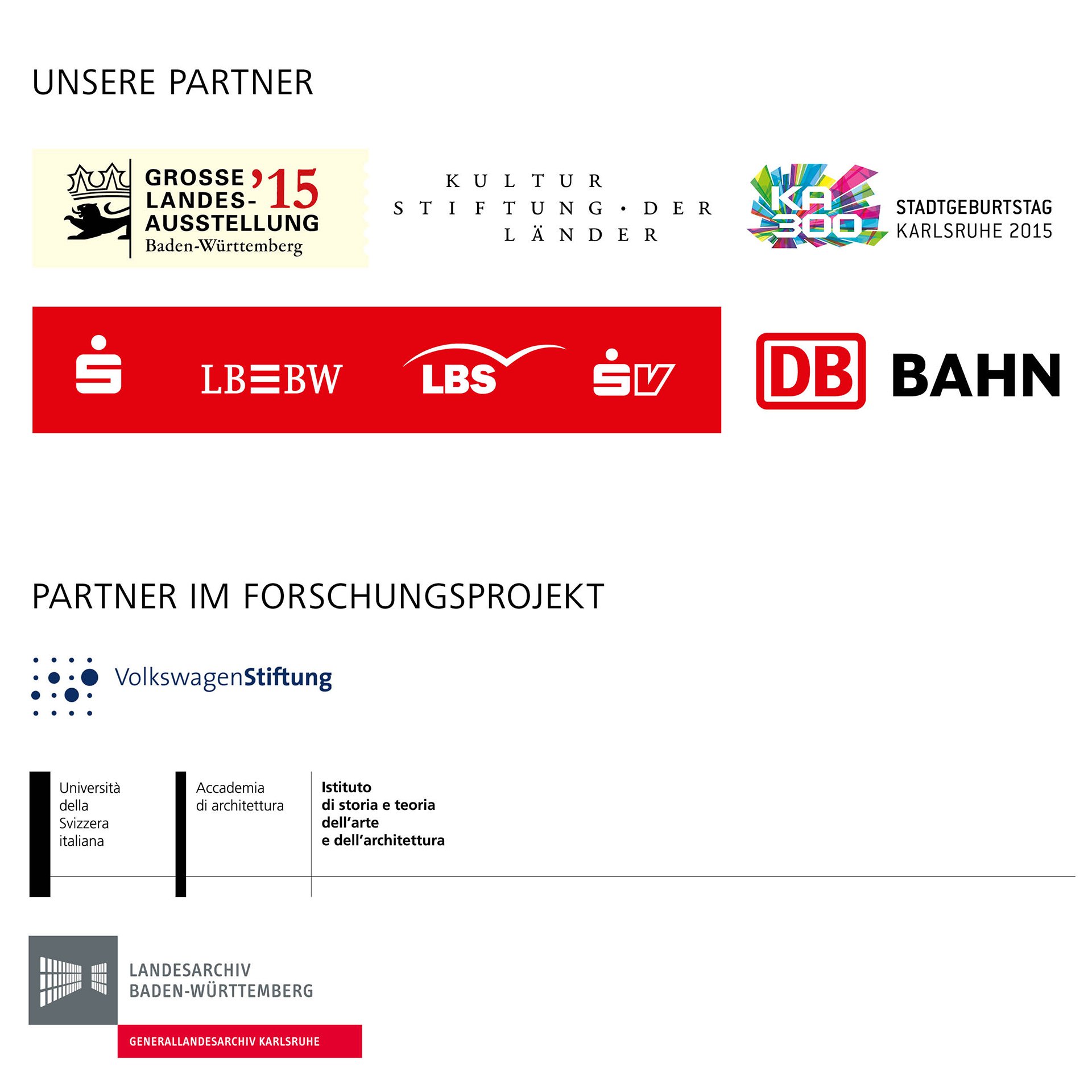 Weiße Folie mit verschiedenen Logos von Unternehmen und Institutionen.