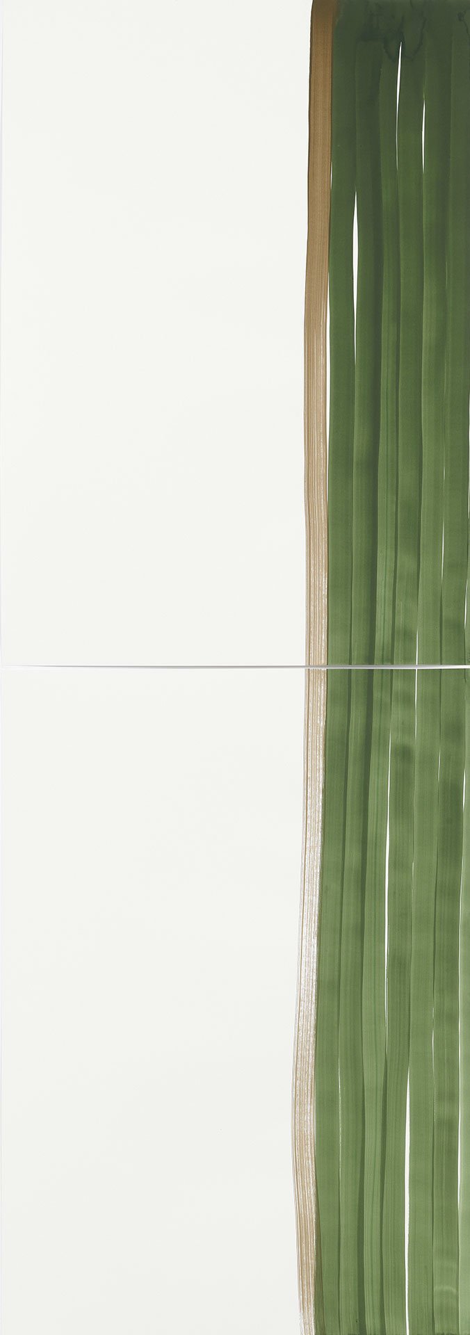 two sheets of paper with green lines on the right.