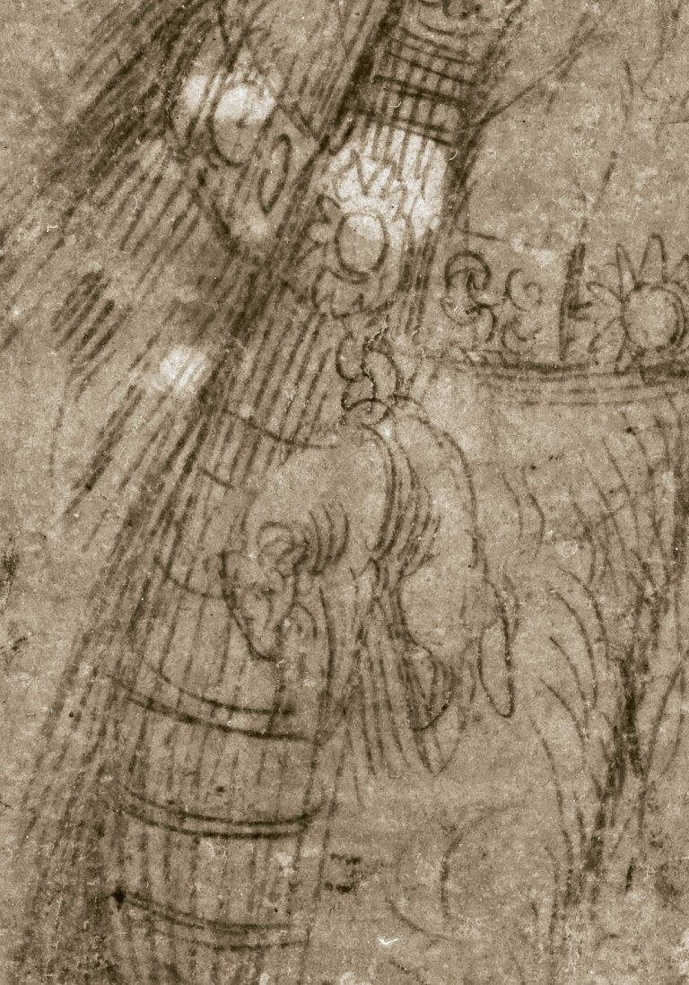 Abbildung einer Zeichnung aus dem Karlsruher Skizzenbuch des Renaissance-Künstlers Hans Baldung Grien aus den Jahren 1515-1545.