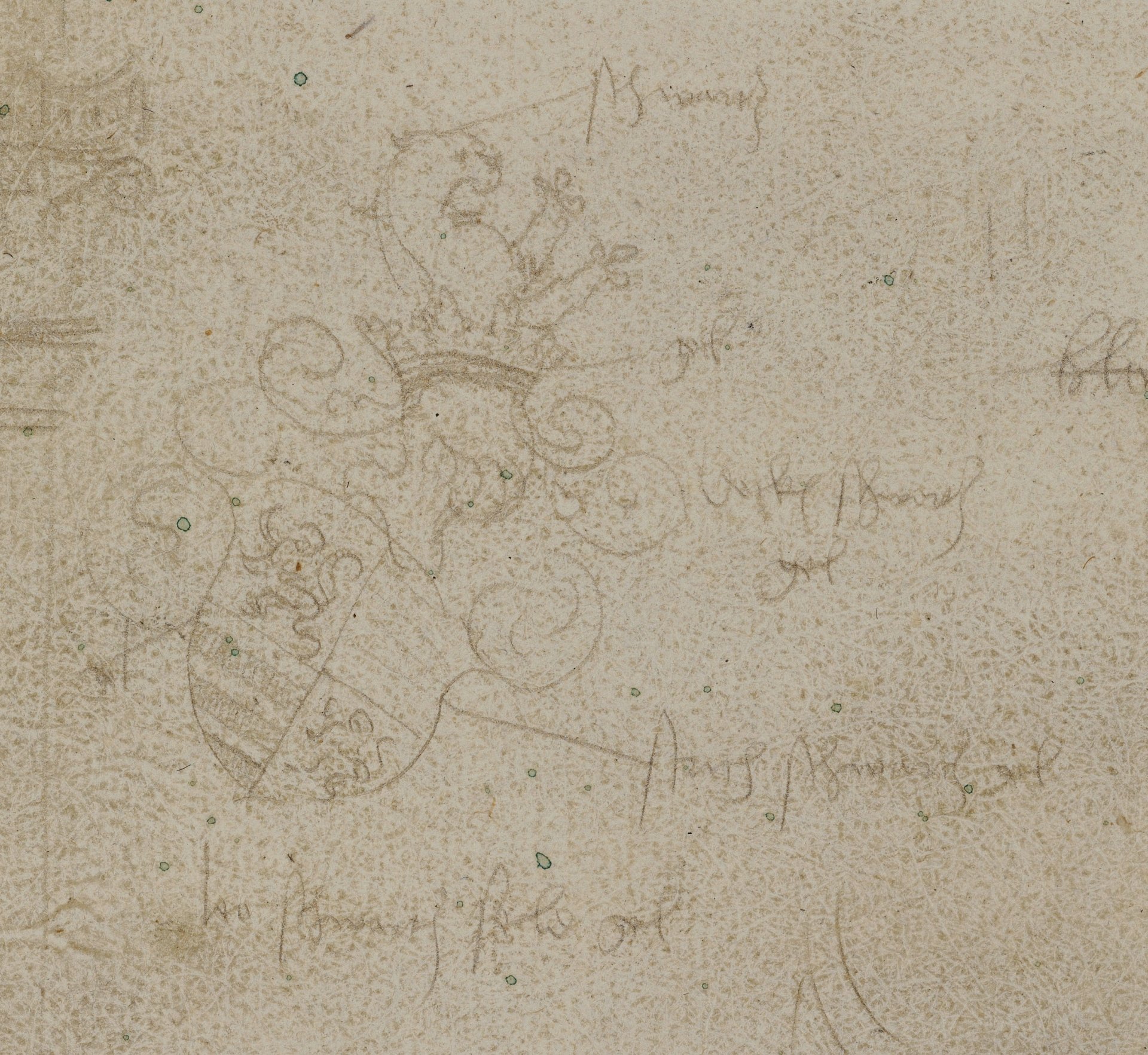 Abbildung einer Zeichnung aus dem Karlsruher Skizzenbuch des Renaissance-Künstlers Hans Baldung Grien. Zu sehen ist die Skizze eines Wappens.