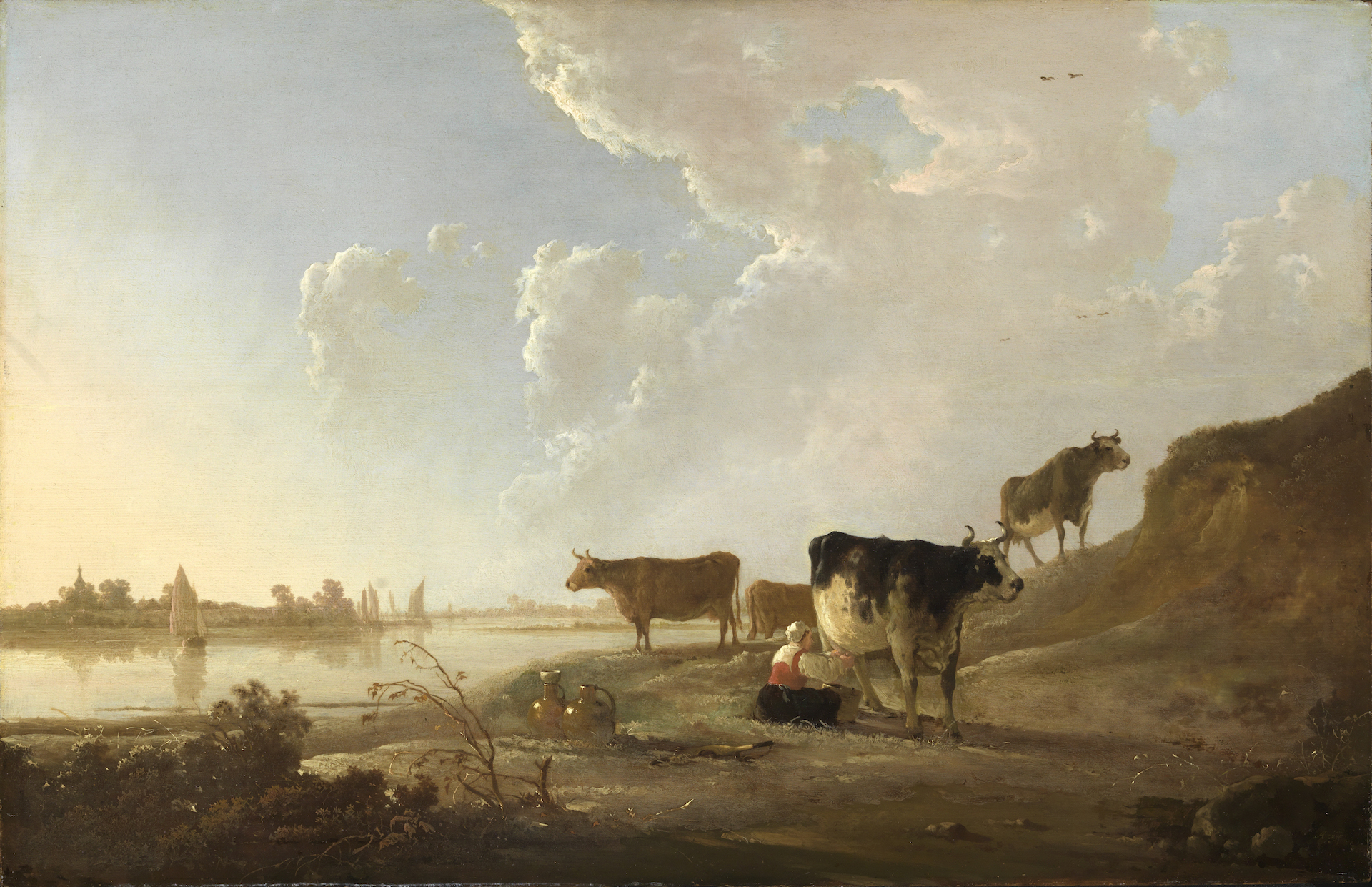 Aelbert Jacobsz. Cuyps Gemälde Flusslandschaft mit melkender Frau
