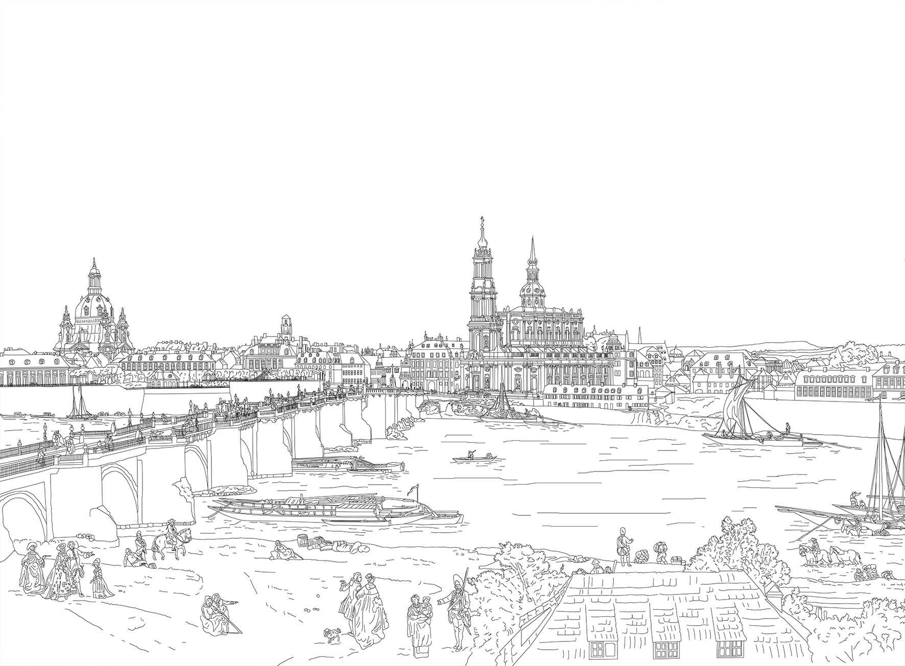 Malvorlage von Canalettos Blick auf Dresden