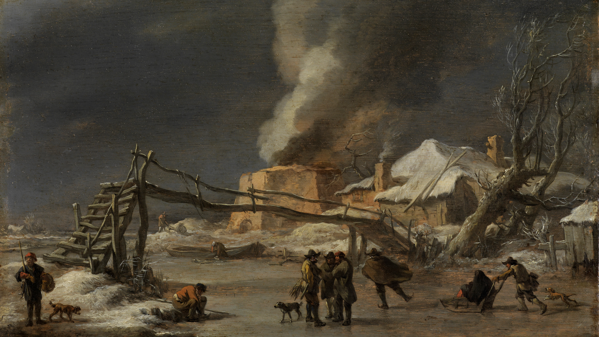 Abbildung des Gemäldes Winterlandschaft mit Kalkofen von Nicolaes Berchem