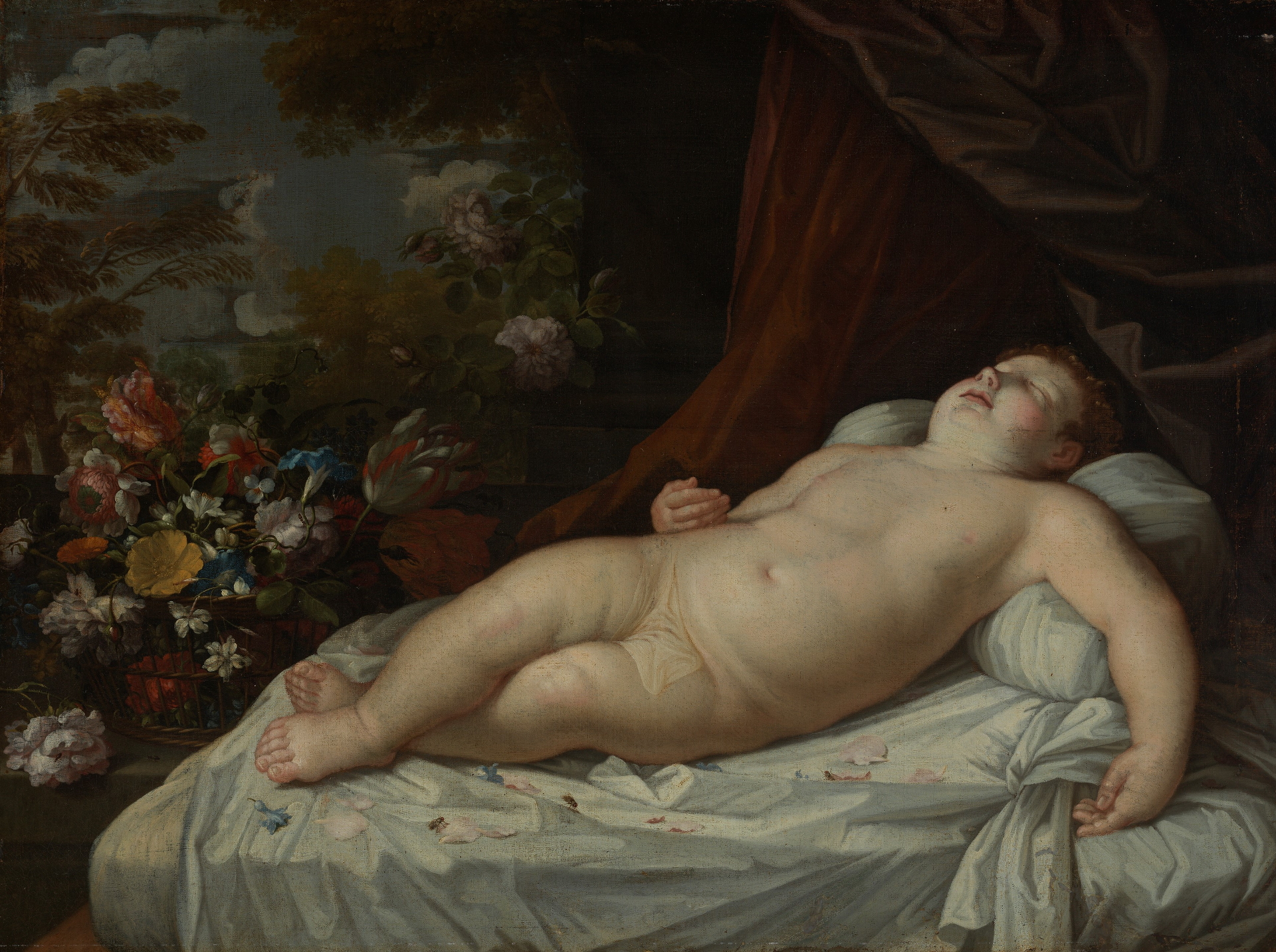 Gemälde Schlafendes Kind von einem Nachahmer Guido Renis
