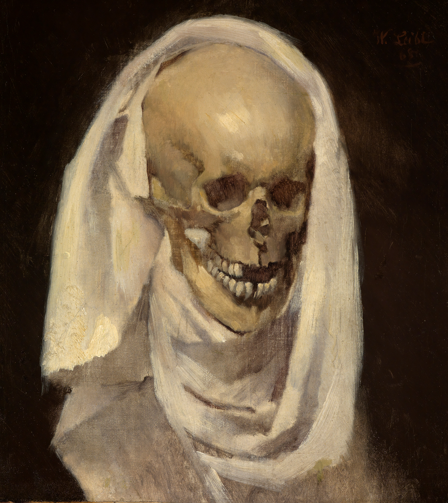 Gemäldes eines Totenschädels mit Totentuch