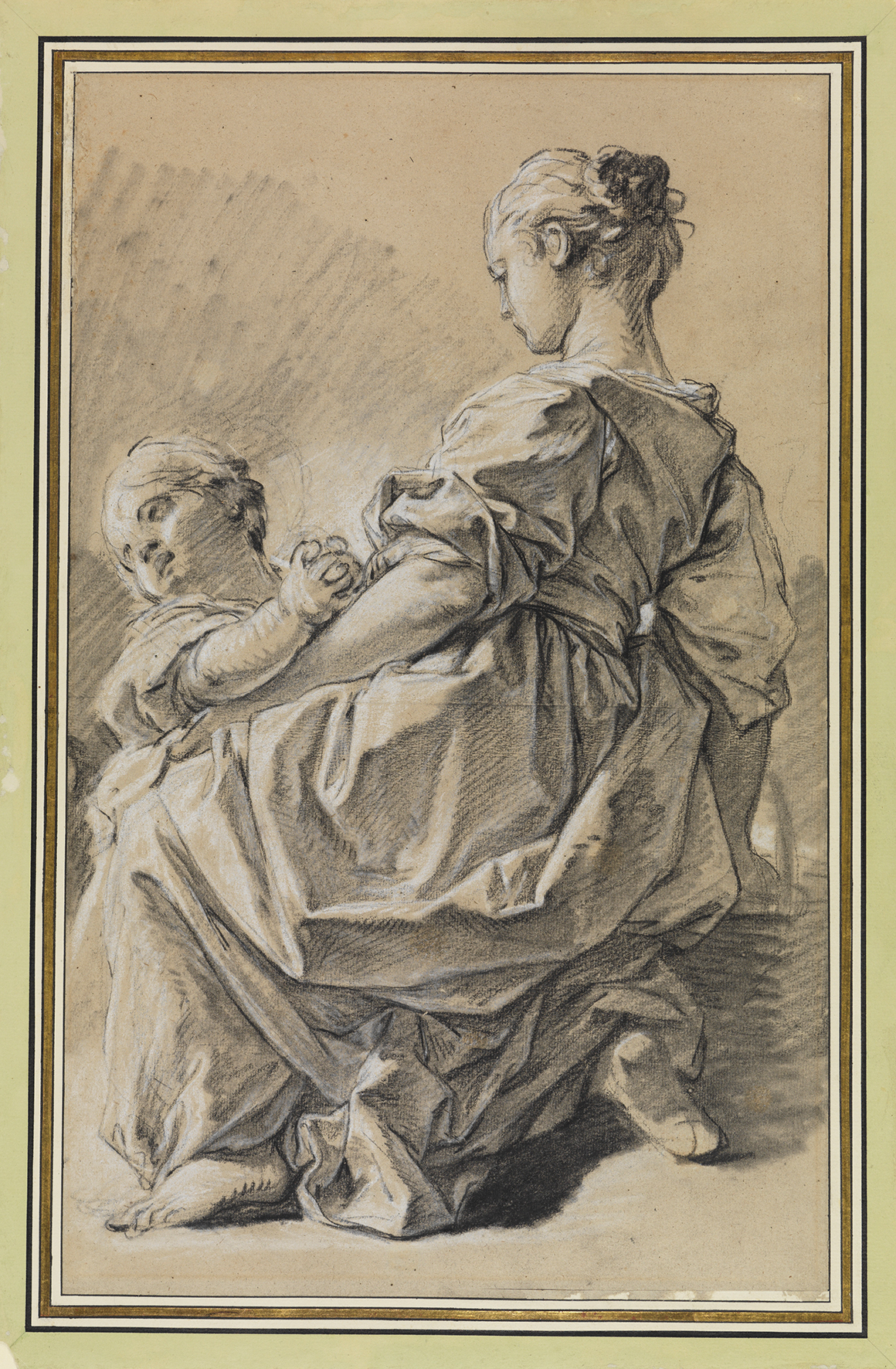 François Boucher Kniende junge Frau mit Kind, um 1750 Staatliche Kunsthalle Karlsruhe