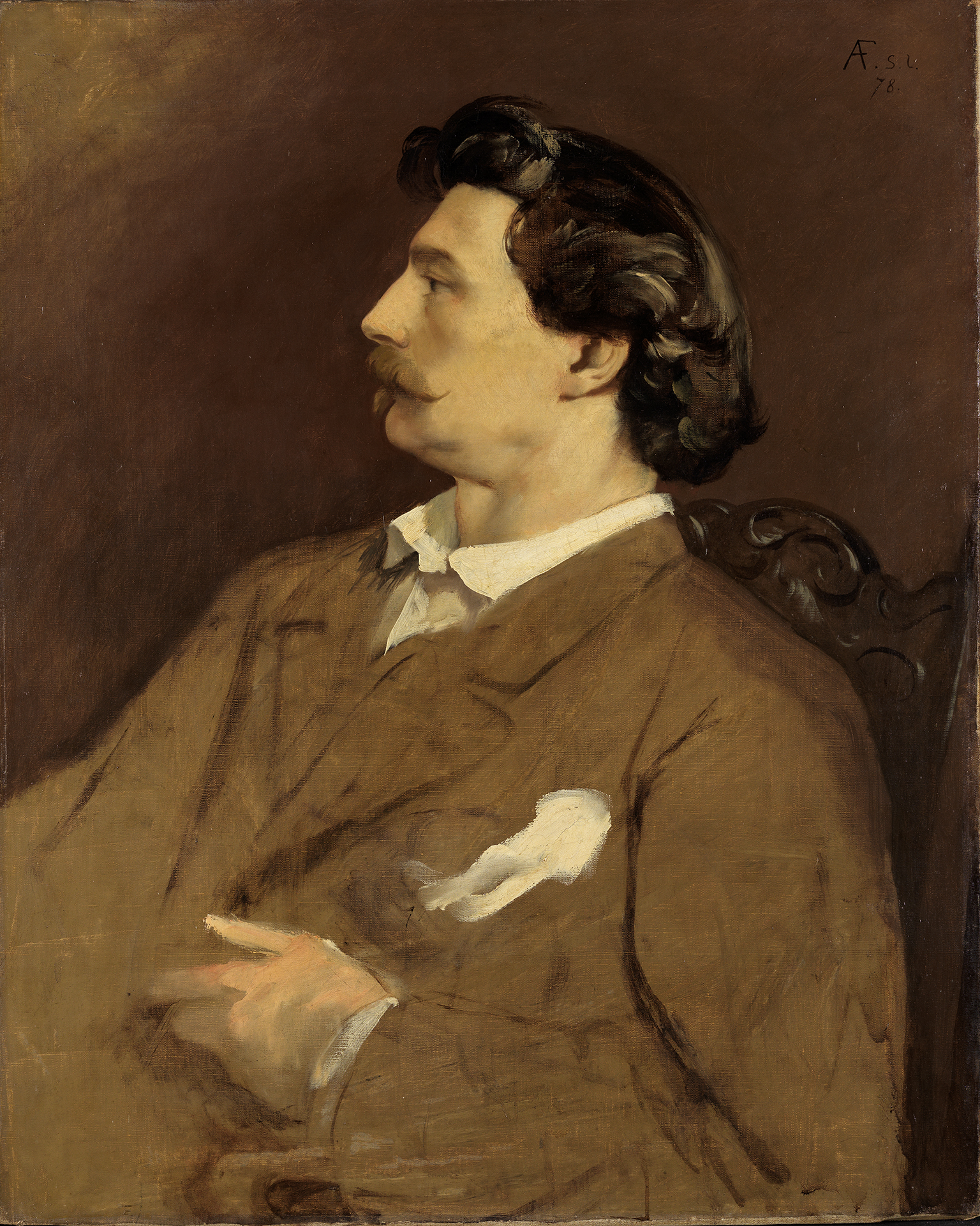 Seitliches Selbstporträt des Malers Anselm Feuerbach
