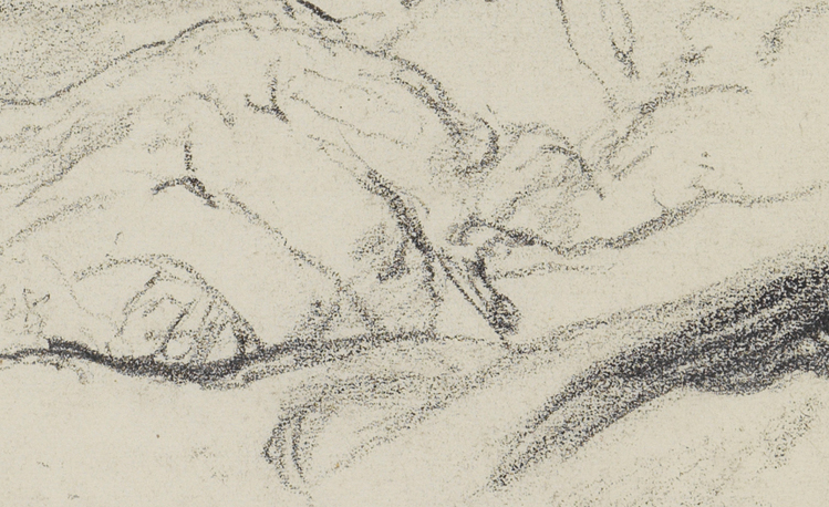 Detail der Zeichnung Ober- und Unterkörper mit rechter Hand von Edouard Vuillard, Entstehungszeit unbekannt.