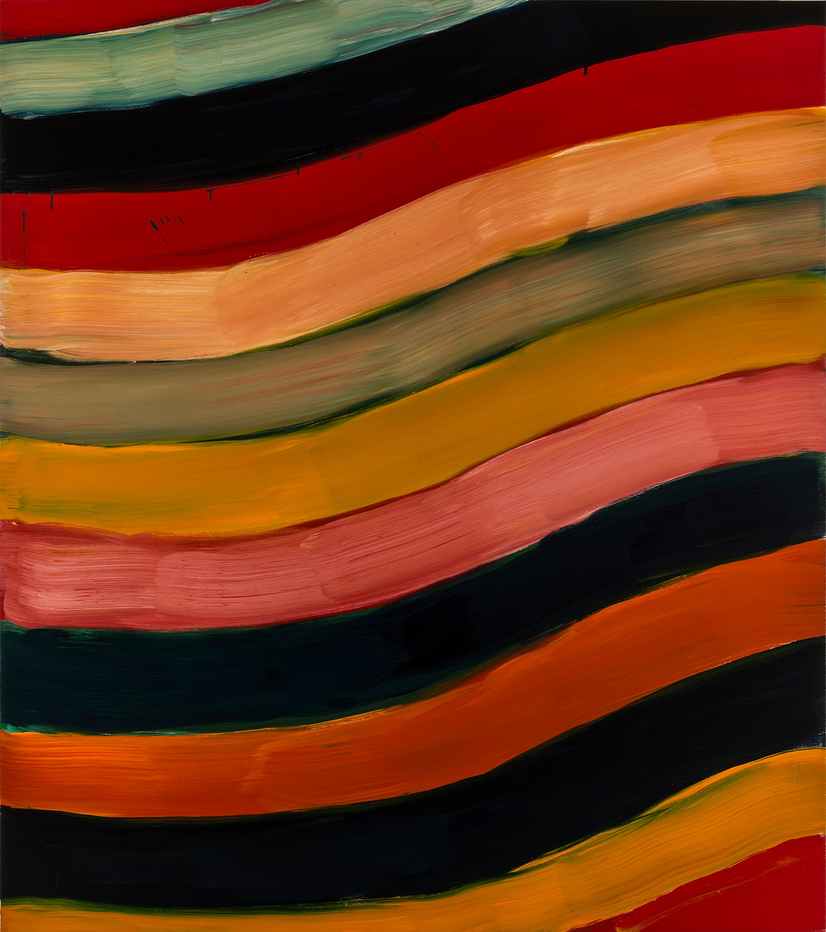 Gemälde geschwungener farbiger Linien des Malers Sean Scully