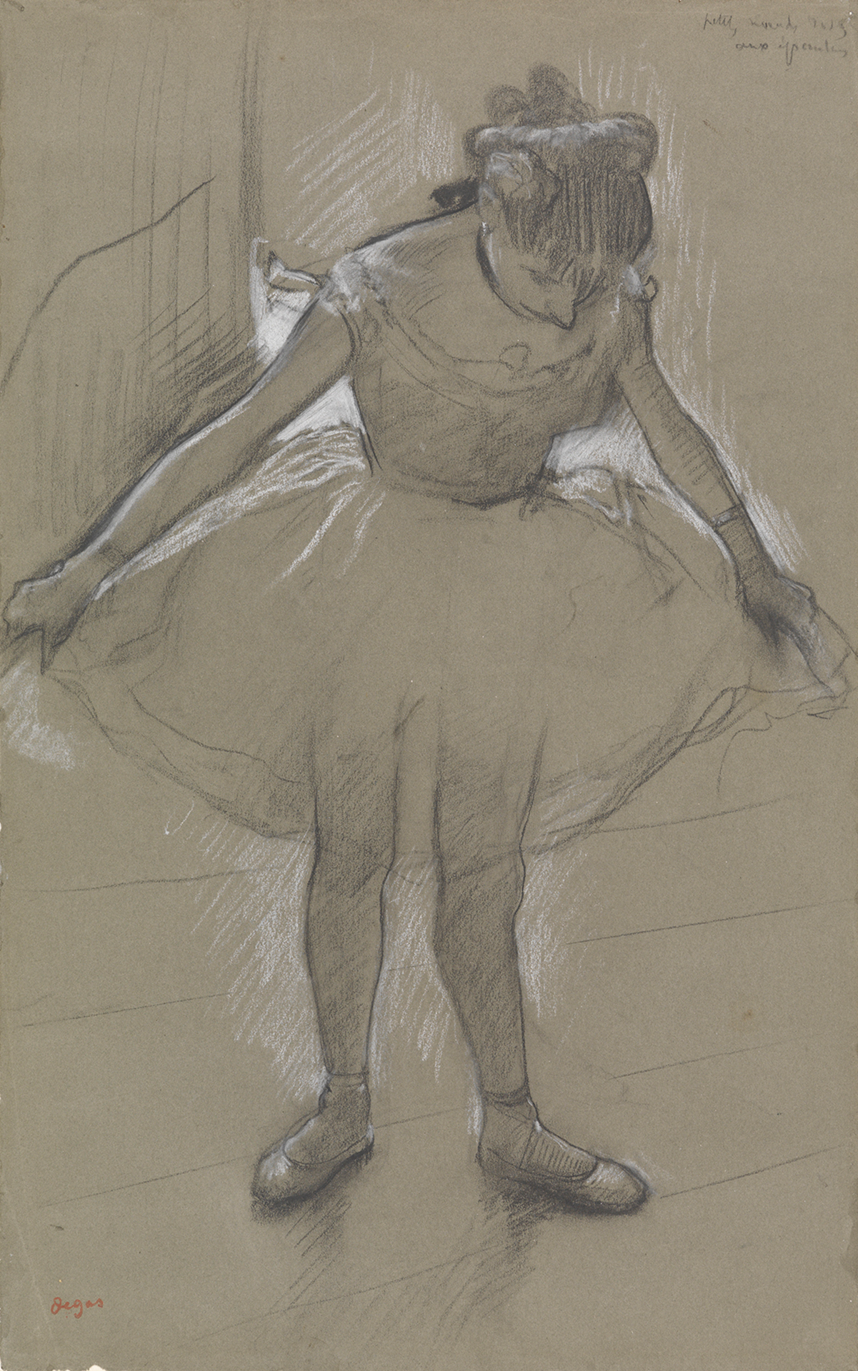 Kreidezeichnung von Edgar Degas, die eine junge Balletttänzerin zeigt