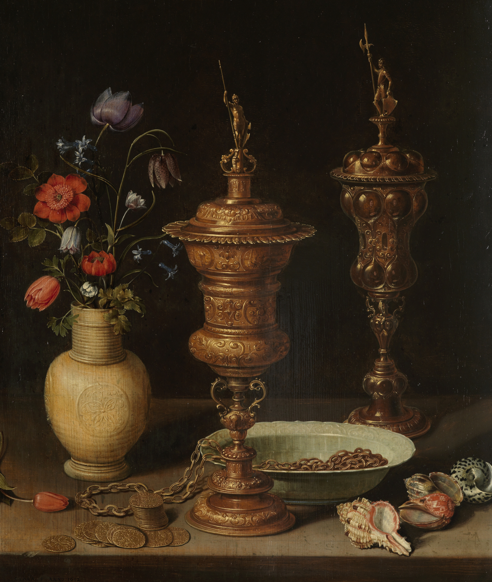 Ausschnitt von Clara Peeters Werk Stillleben mit Goldpokalen