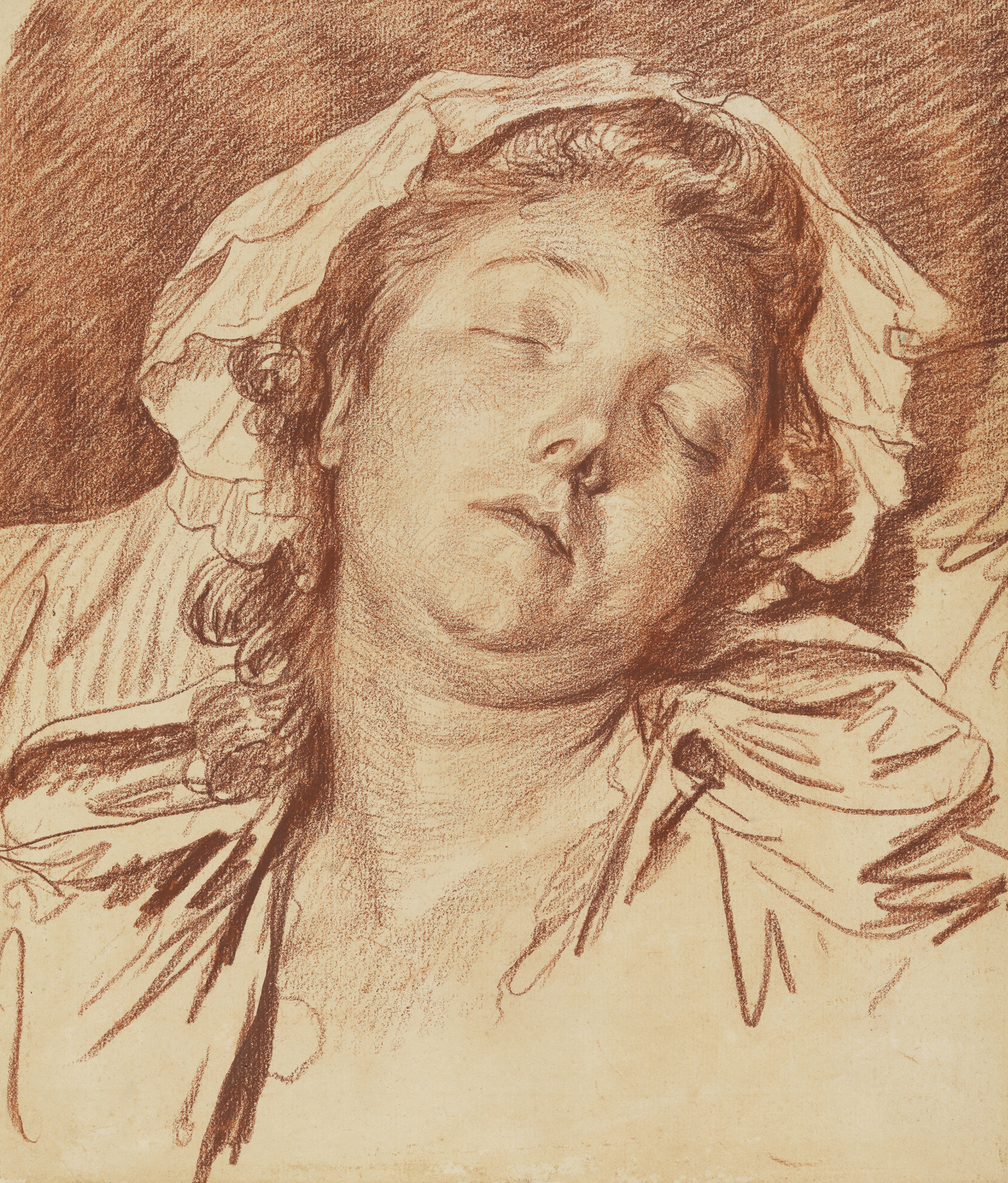 Zeichnung "Kopf einer Schlafenden" des Künstlers Jean-Baptiste Greuze