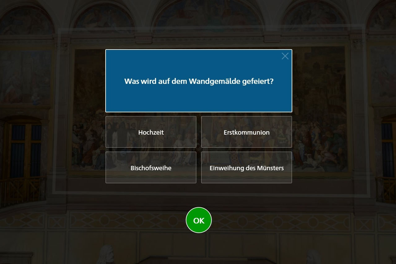 Screenshot einer Fragestellung innerhalb der 360 Grad Challenge der Kunsthalle Karlsruhe.